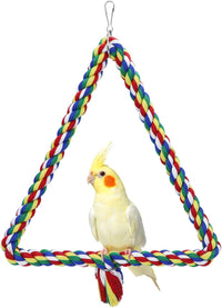 Bird Triangle Rope Swing Colorful Perch Chewing Toy for Parrots - M