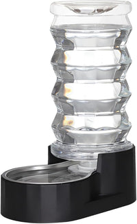 Sfozstra Lagre Gravity Dispenser for Dogs: 8L Black Automatic Stainless Steel Water Bowl Waterer - Great for Family Homes and Outdoor Activities