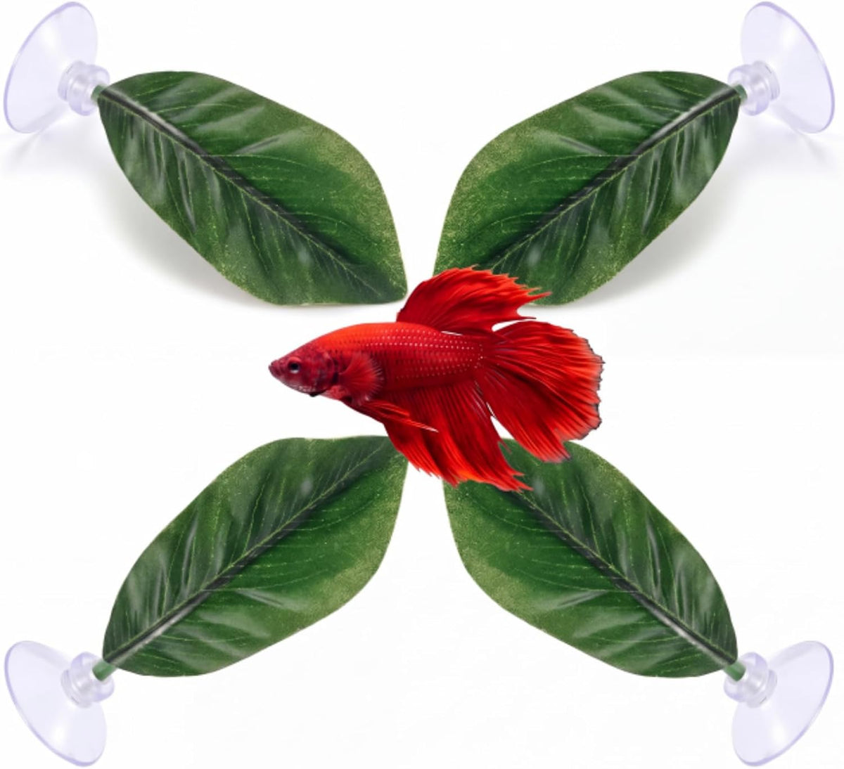 Boao 4 Pcs Betta Fish Bed Leaf Hammock Fish Tank Accessories - Single Leaf