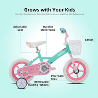 JOYSTAR 10" 12" 14" 16" Kids Bike for Boys and Girls Ages 1-7Y – Fun for Kids & Family - Green / 10 Inch with Training Wheels - image 2