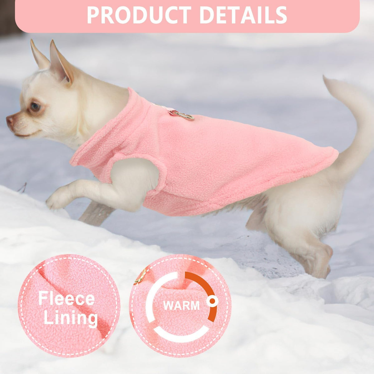 2 Pieces Fleece Dog Sweater Vest Winter Warm Dog Clothes for Small - pink,light pink / X-Large(19-26lbs) - image 2