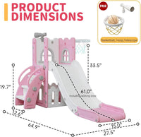 MOCUTEEN toddler slide with climber, basketball hoop, telescope and wide wave slideway - view 2