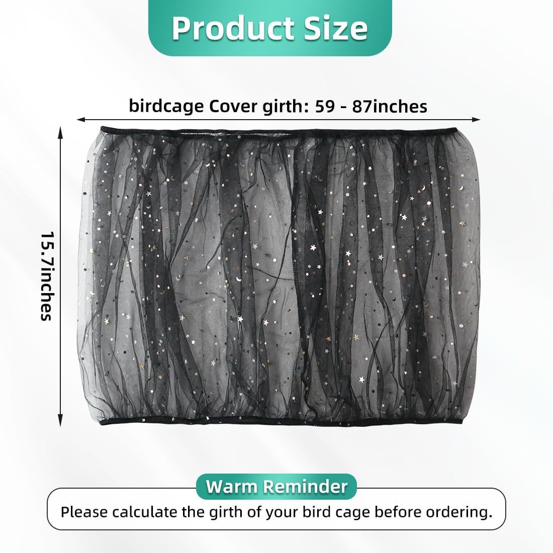 Bird Cage Seed Catcher, Seed Catcher Guard Net Cover - Star-black / 15.7" x87" - image 3