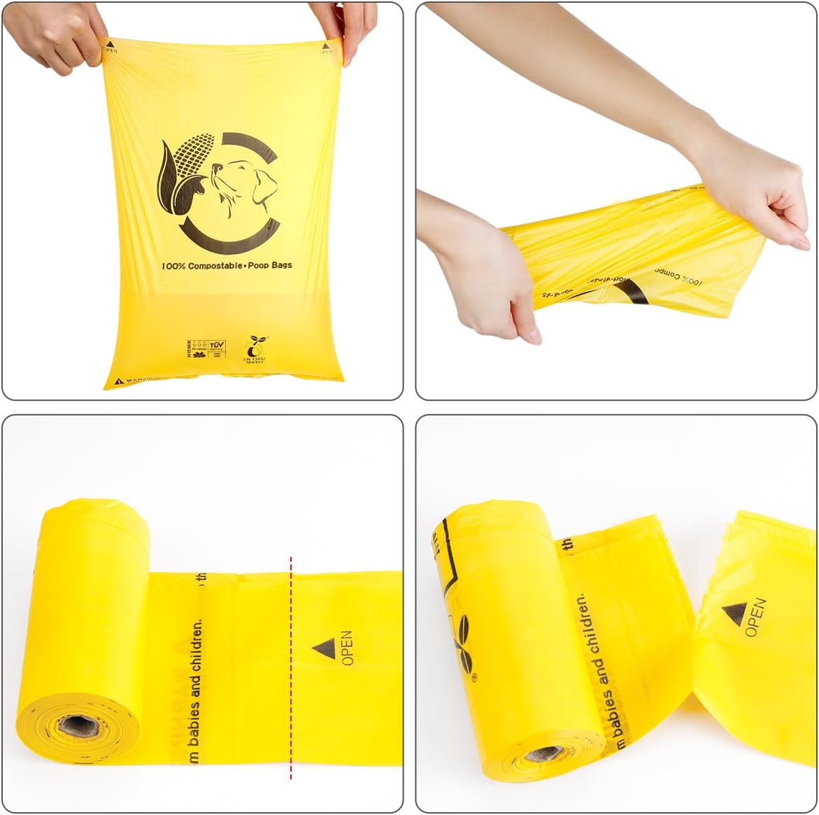 Certified Home Compostable Dog Poop Bags, 270 Plant Based Bags – Essentials for Dogs - Maize Yellow / 120 Count (Pack of 1) - image 2