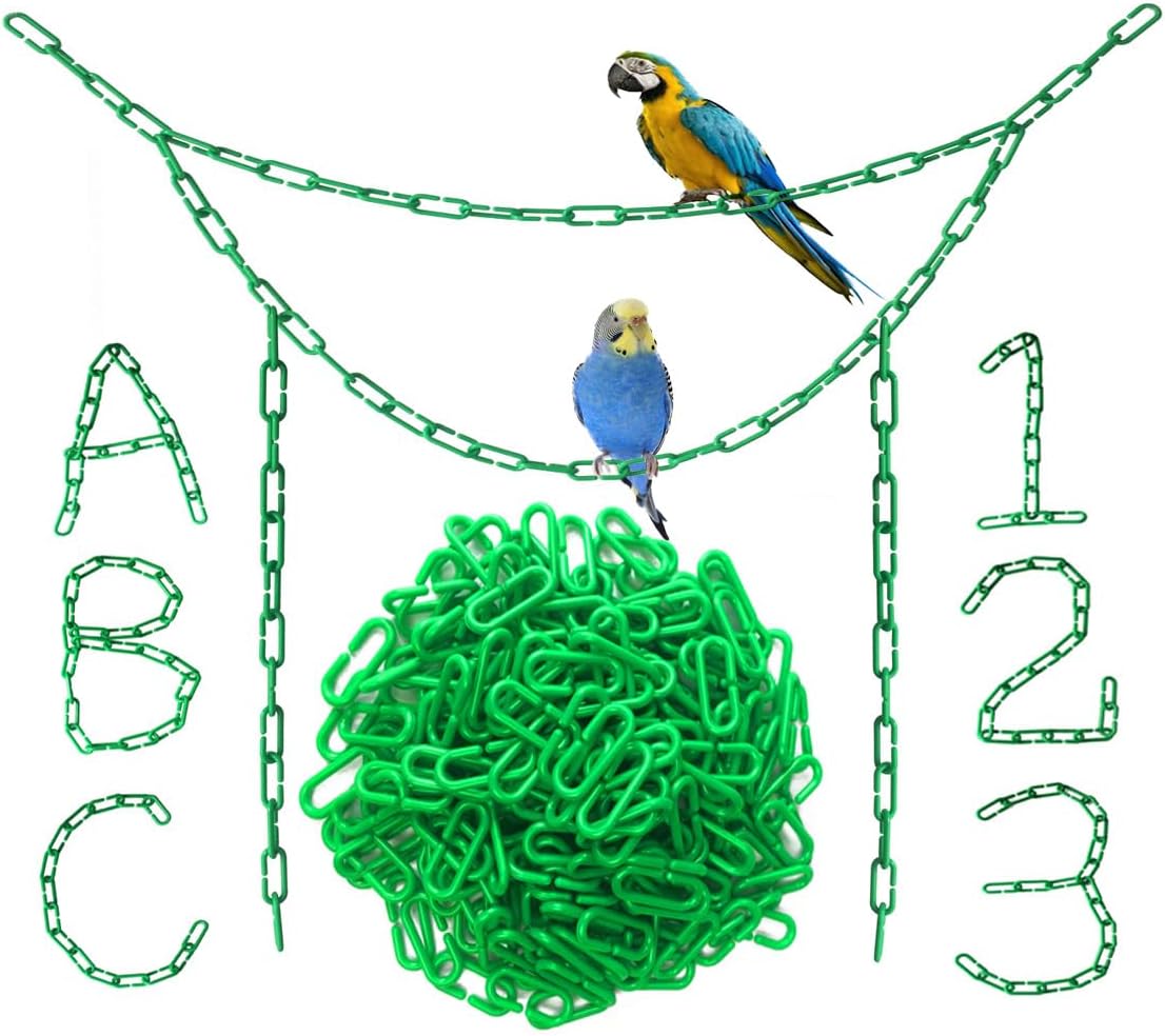 200Pcs Black C-Clips Plastic Chain Links for Birds & Small Pets – Essentials for Birds - Green / 200Pcs