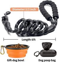 COOYOO 2 Pack Dog Leash 5 FT Heavy Duty - 1/2"x 6 FT (18~120 lbs.) / Set 7-Black+Orange - image 4