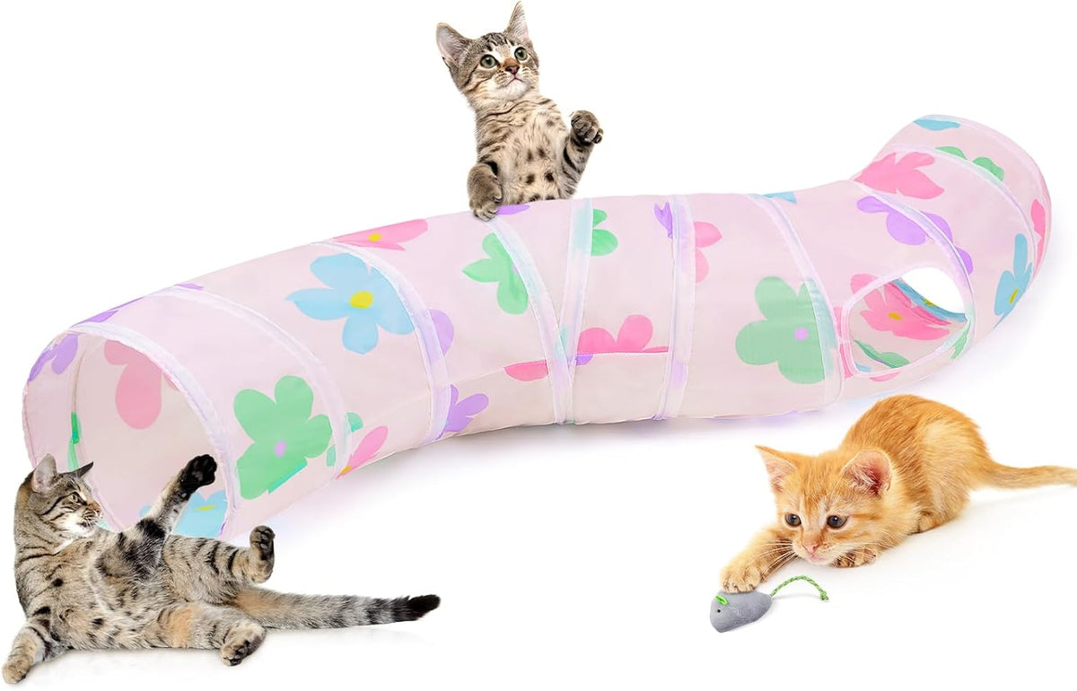 Glittme Cat Tunnel, Cat Tunnels for Indoor Cats - Apricot flowers