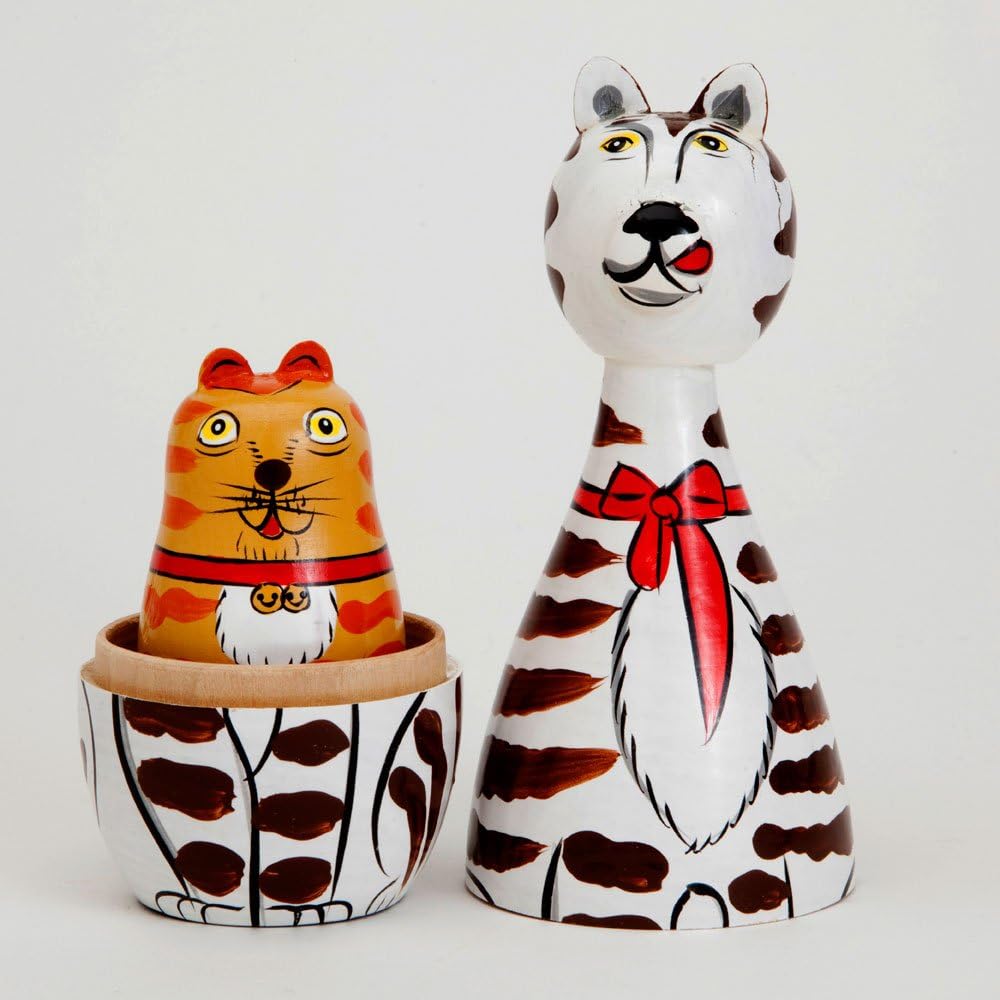 Bits and Pieces Monkey Nesting Dolls, Russian Doll Set of 5 - Nesting Cats - image 3