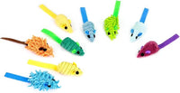 CHIWAVA 27PCS 2" Striped Shaggy Cat Toy Mice with Rattle Assorted Small Mouse Interactive Play for Indoor Cats Mix Color