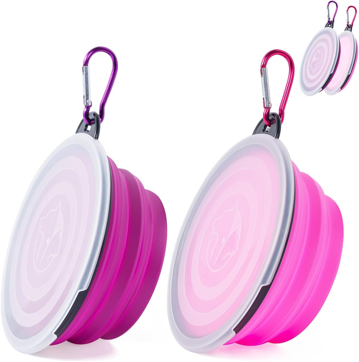 SLSON Dog Bowls Pet Collapsible Bowl with Cover Lids - Pink and Purple / Small Two-Tone