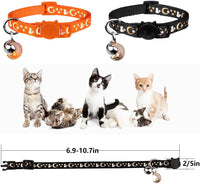 Baeuppit 2PCS Breakaway Cat Collars with Bell Moons Stars Cute Kitty - Neck 6.9-10.7 in / Orange&Black - image 4