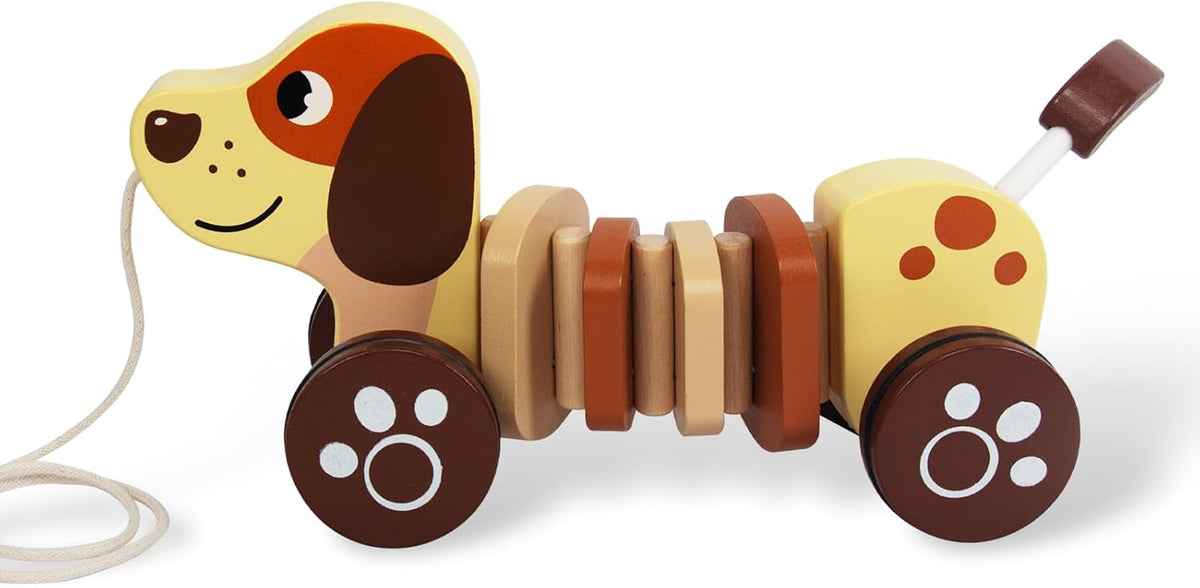 Baby Toys Car,Wooden Pull Along Toy for Toddlers 1 2 3 Year Olds – Fun for Kids & Family - Brown