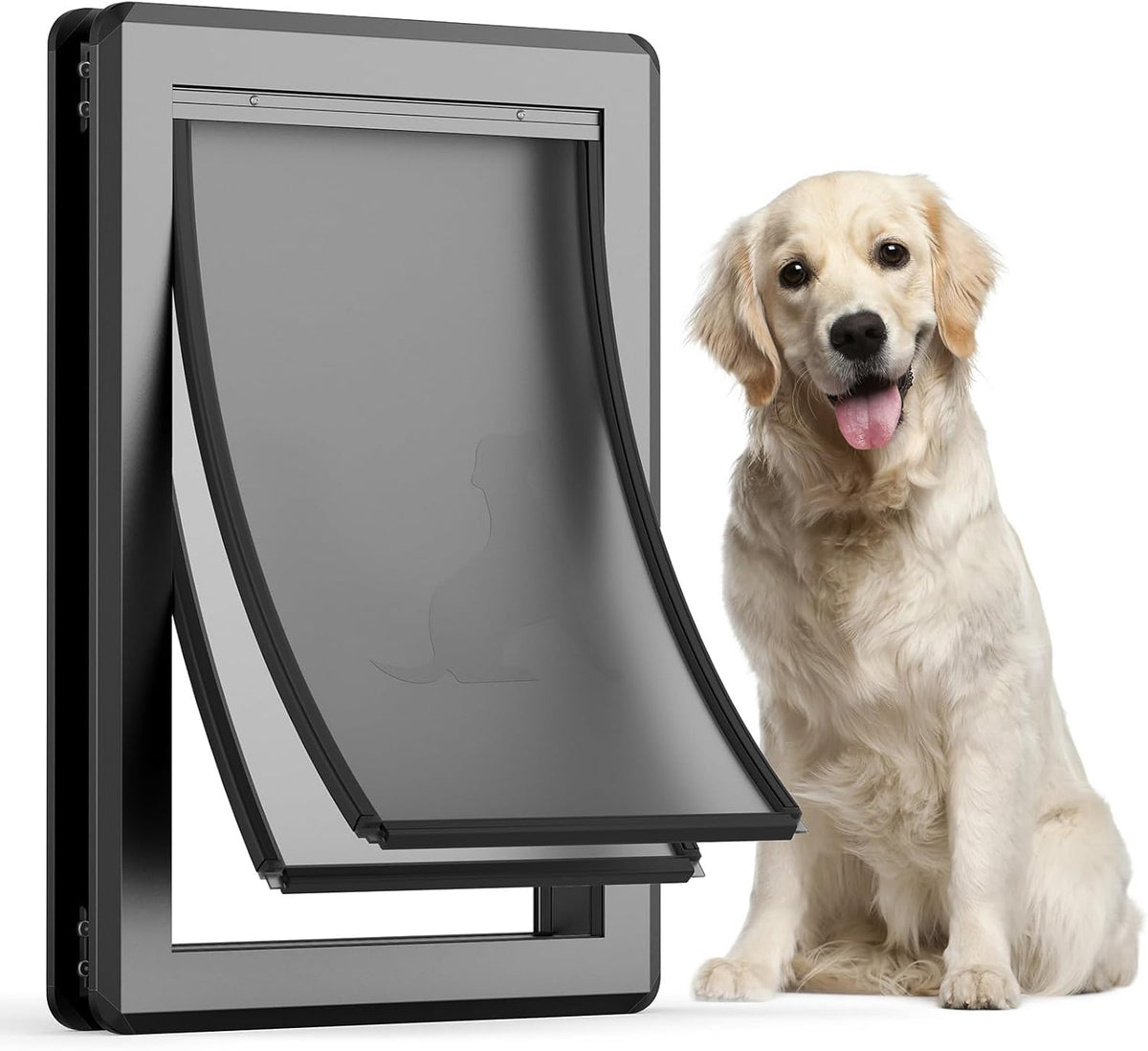 [Parab House] Full Seal-Flaps XL Dog Door for Doors - Dark Black / Large