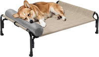 Veehoo Medium Elevated Dog Bed, Outdoor Raised Dog Cot Hammock Bed with One-Sided Removable Headrest Bolster, Cooling Breathable Washable Teslin Mesh, Off Ground, Anti-Slip, M, CWC2204BCP