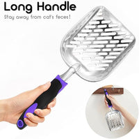 Cat Litter Scoop-Metal Cat Scooper-Long Handle Scoop,Cat Scooper-Poop Sifting-Mesh Shovel-Suitable for Cat Litter Box (Purple)