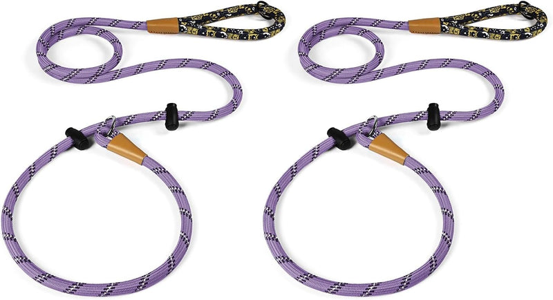 Slip Lead Dog Leash Reflective Training Durable Braided Rope Leashes – Essentials for Dogs - Light Purple / 2PCS Large 1/2in x 6ft