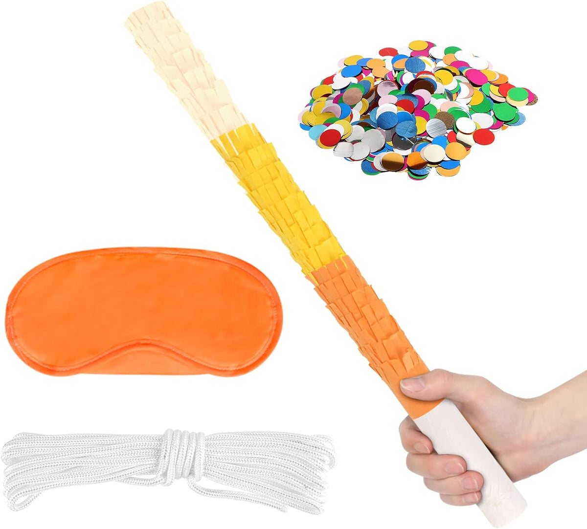 Lemicin 15.75 inch blue pinata stick kit with blindfold, rope and confetti - view 3