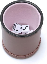 Felt Lined PU Leather Dice Cup Set with 6 Dot Dices – Fun for Kids & Family - Rosegold - image 4
