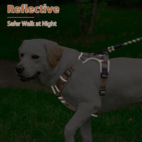 PUPTECK No Pull Dog Harness for Large, Adjustable Reflective Dog Harness with Handle Easy Control, Comfortable Soft Padded Pet Vest Harness for Large Dogs, Plaid Beige L