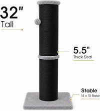PAWSCRAT 32-Inch Tall Cat Scratching Post, Sisal - X-Large / Black - image 2