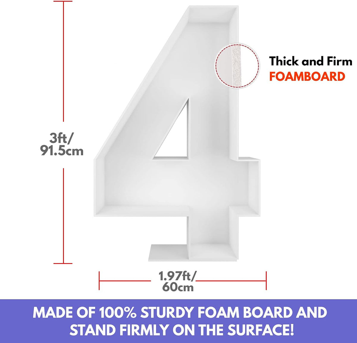 JoyBox Design 3FT DIY Mosaic Balloon Number 1 Frame - Number 4 - image 4