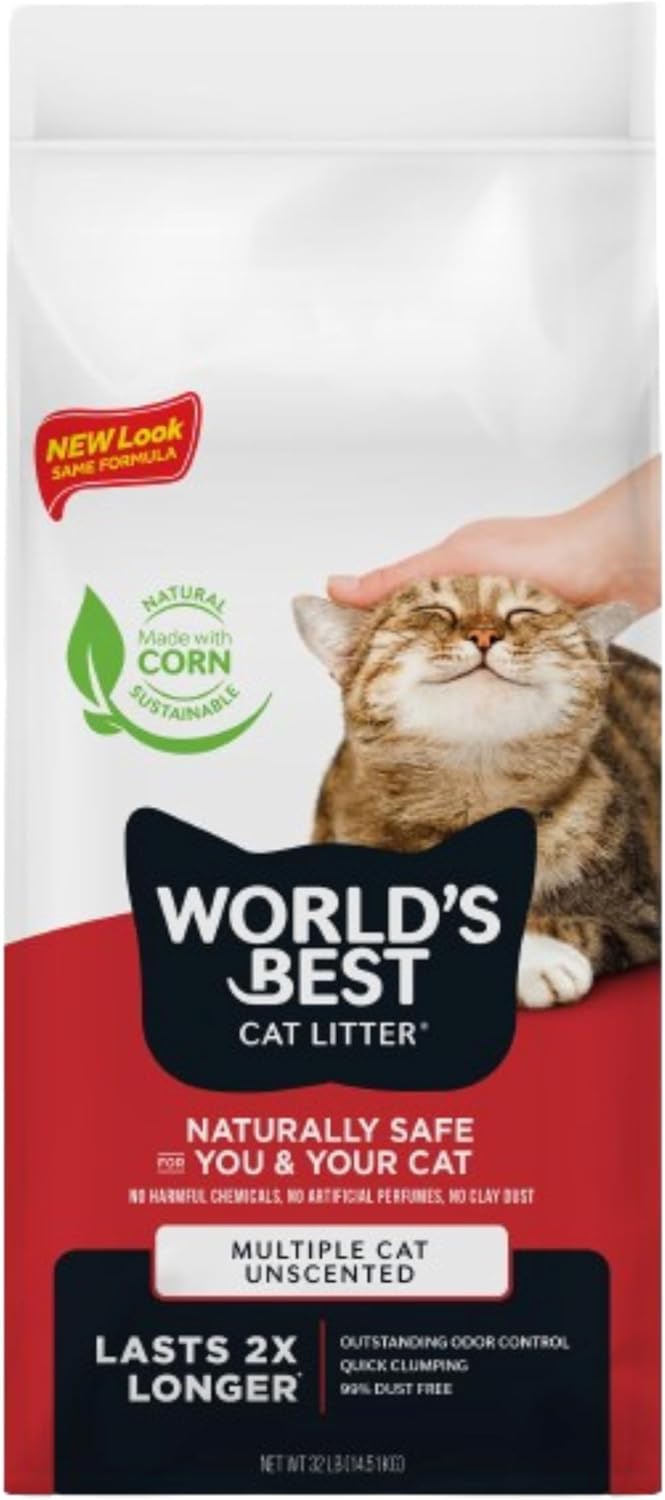 World's Best Cat Litter, Multiple Cat, Unscented, Odor Control - 32 lb