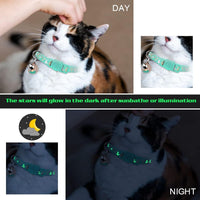 Baeuppit 2PCS Breakaway Cat Collars with Bell Moons Stars Cute Kitty - Neck 6.9-10.7 in / Pink&Teal - image 4