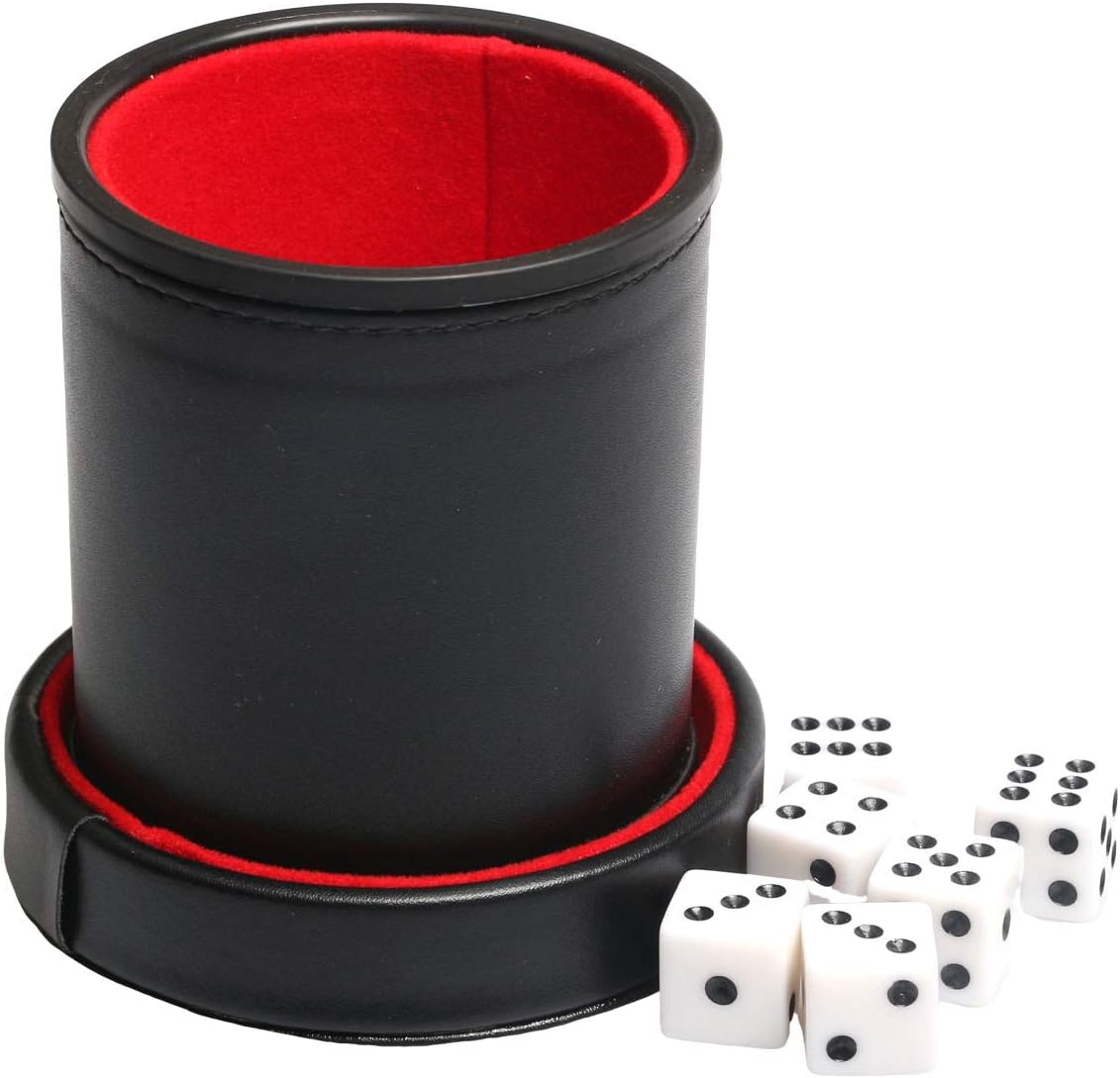 PU Leather Dice Cup Purple Velvet Lined Quiet Shaker with Lid - Red - image 3