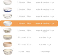 Pearhead Ceramic Dog Bowl, Woof Speckled Pet Food & Water Dish - Navy Dots Bowl / Small - image 3