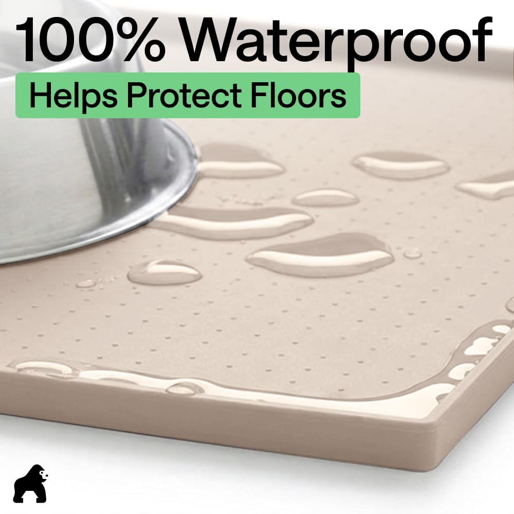 GORILLA GRIP Dog Food Mat, 100% Waterproof Silicone, 16x10 Beige – Essentials for Dogs - Cream / 26"l X 17"w - image 4