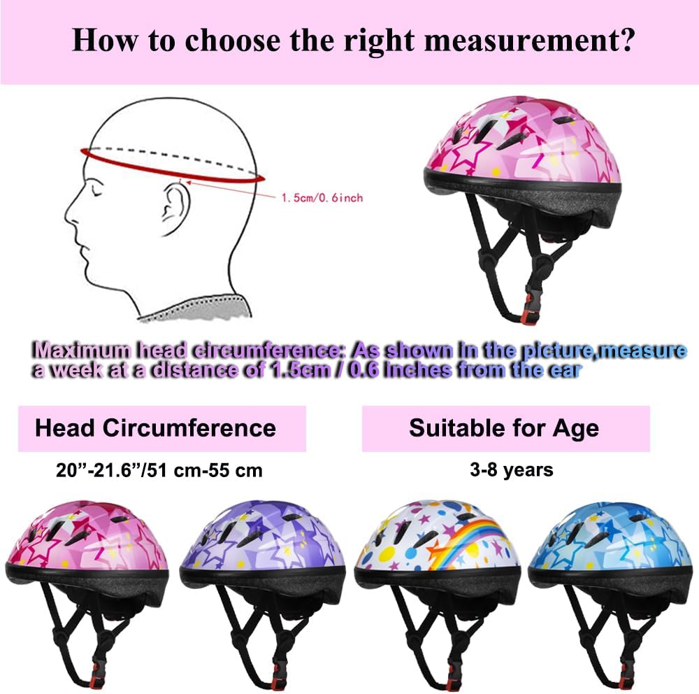 Lamsion Adjustable Kids Bike Helmet with Knee Elbow Wrist Pads - Purple - image 4
