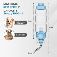 Vannon Water Bottle for Small Animals - 34oz (Pack of 3) / Blue - image 3