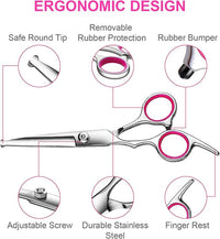6 in1 Professional Dog Grooming Scissors Kit, Dog Shears for Grooming with Safety Round Tips, Titanium Coated Grooming Scissors for Dogs Cat Pet At Home