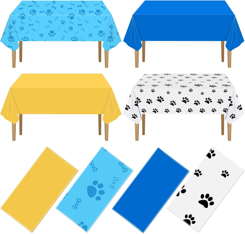 NOVWANG kids party tablecloth 4-pack in red, yellow, cloud and cow print