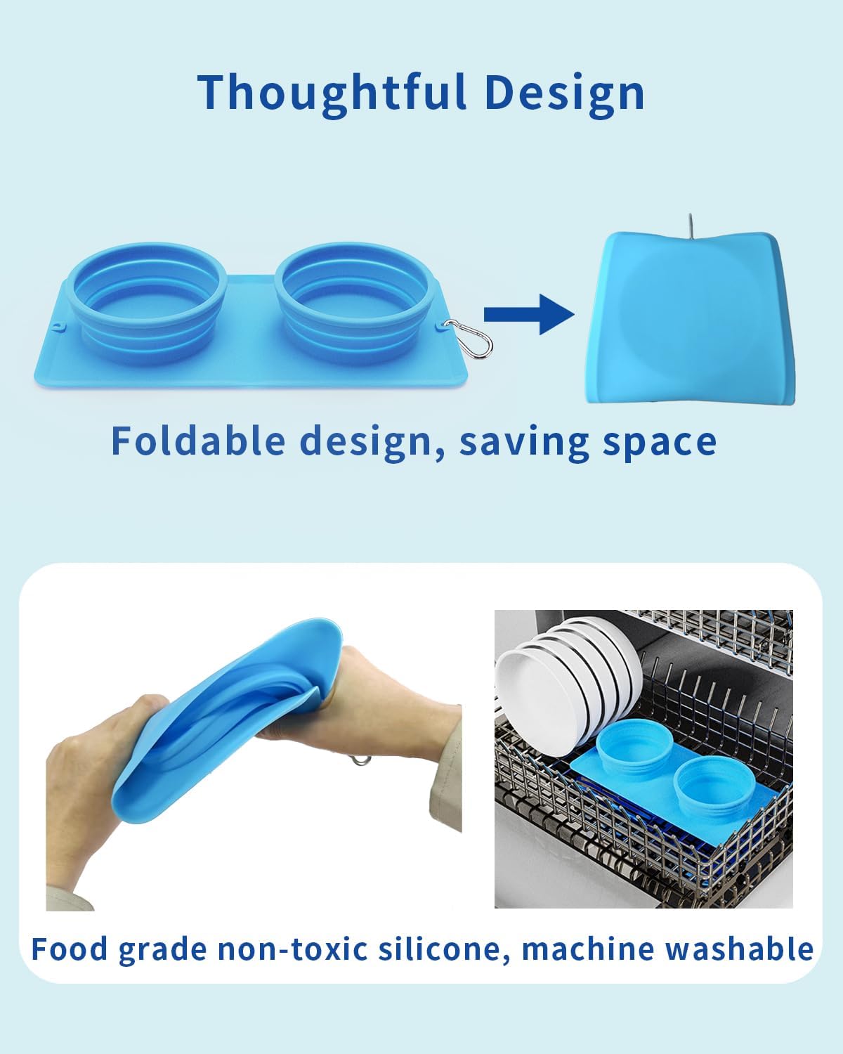 Collapsible Portable 2-in-1 Dog Bowl - Blue - image 4