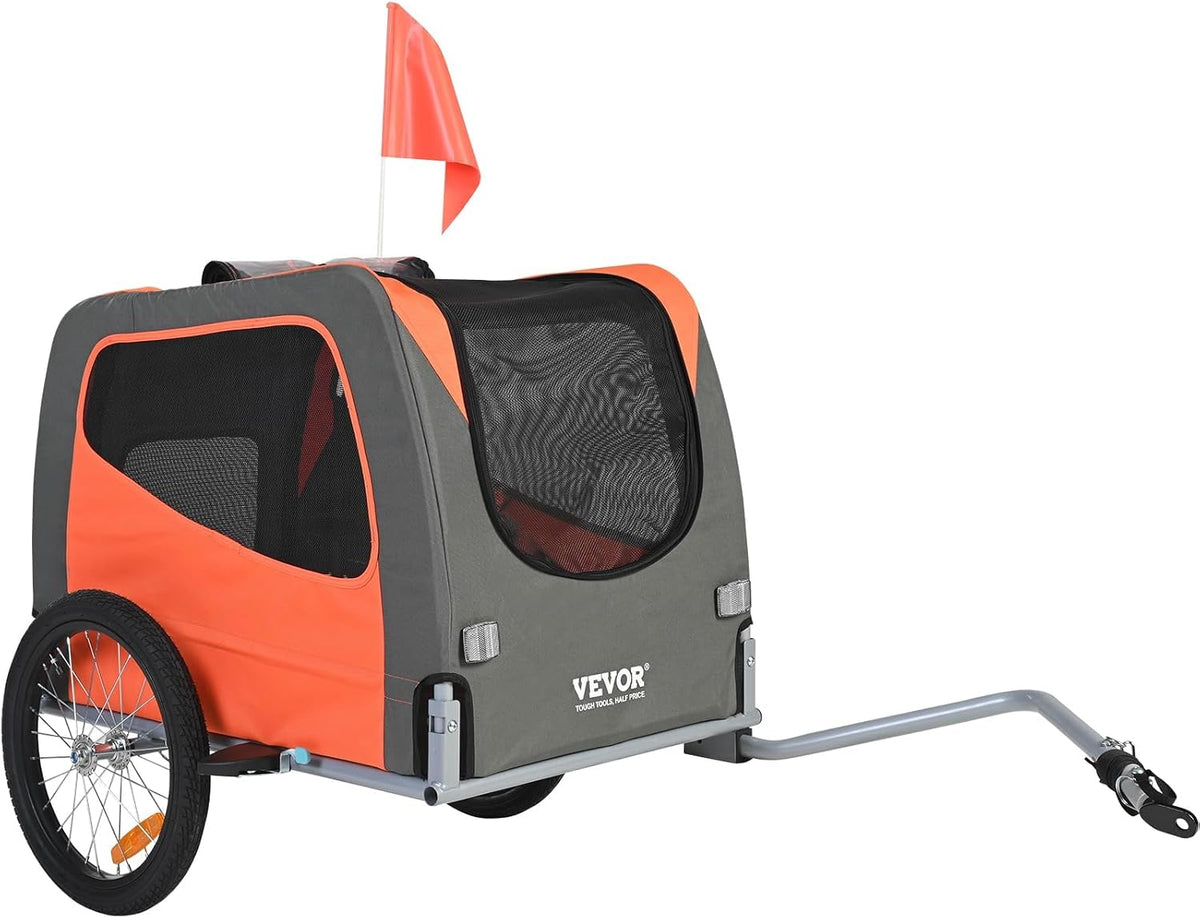 VEVOR Dog Bike Trailer, Supports up to 66 lbs - Orange/Gray
