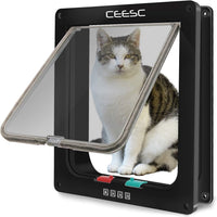 CEESC X-Large Cat Door for Pets up to 25 lbs, Weatherproof - Black / XL- Inner size: 7.9"(W) x 8.7"(H)