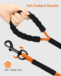 Taglory Long Dog Leash, 15FT 30FT 50FT 66FT, Training and Recall Leash with Comfortable Padded - 66 Foot - with handle / Orange - image 4