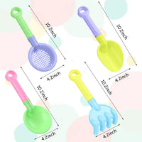 Skylety 8 Pcs Sand Shovels for Kids Beach Toys Plastic Rake Sifter - Cute Style - image 2