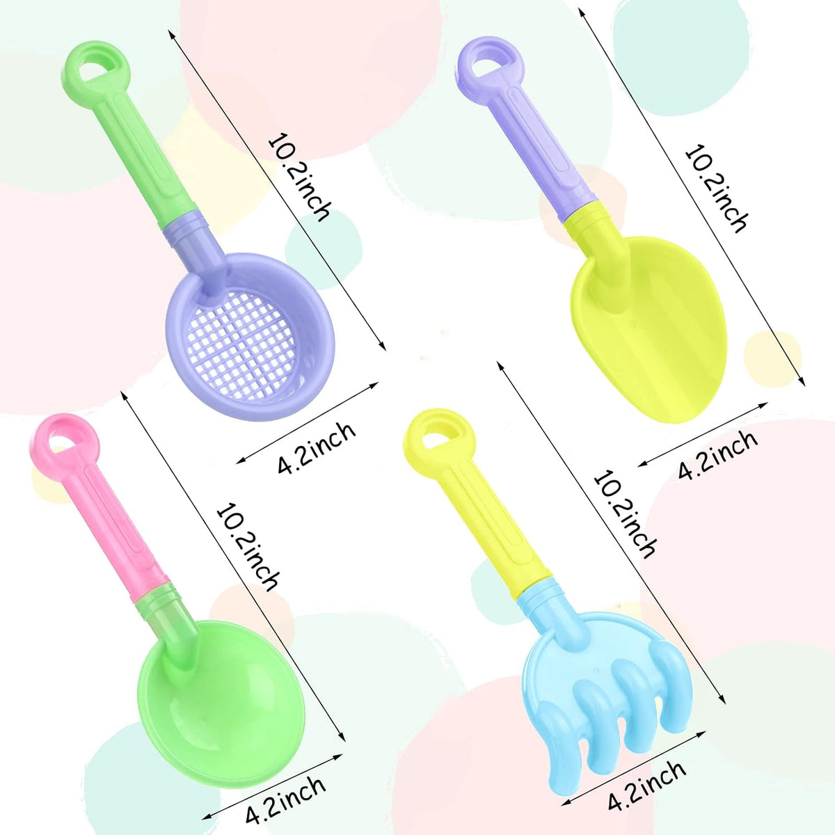 Skylety 8 Pcs Sand Shovels for Kids Beach Toys Plastic Rake Sifter - Cute Style - image 2