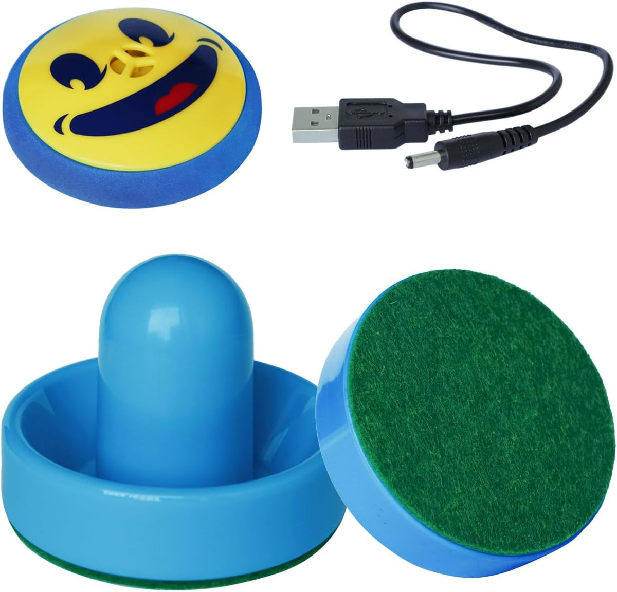 Rechargeable Hover Air Hockey Puck and Paddles - blue