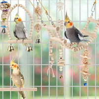 Bird Parrot Swing Toys, Chewing Standing Hanging Perch Hammock Climbing Ladder Bird Cage Toys - image 2