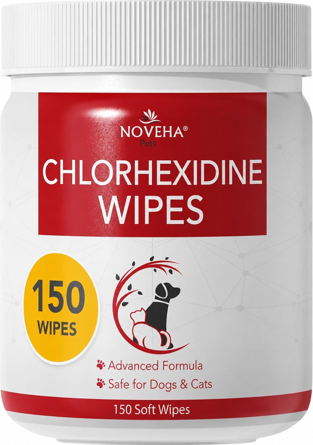 NOVEHA Pet Wipes, Formulated Pet Wipes - 150 Topical Wipes