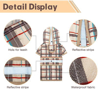 Dog Raincoat Hooded Slicker Poncho with Leash Hole - S:10-15lbs / Plaid beige - image 2