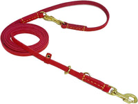 LWBMG Multi Function Leather Dog Leash 8ft Genuine Leather Leash - 8ft x 1/2inch / Red