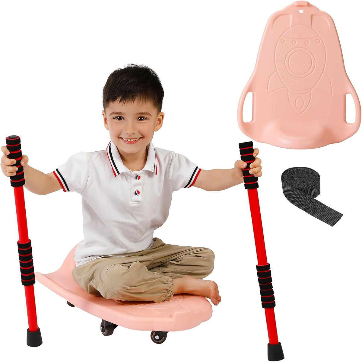 LLYJJKUWL large plastic scooter board for kids with side handles and swivel wheels - view 3