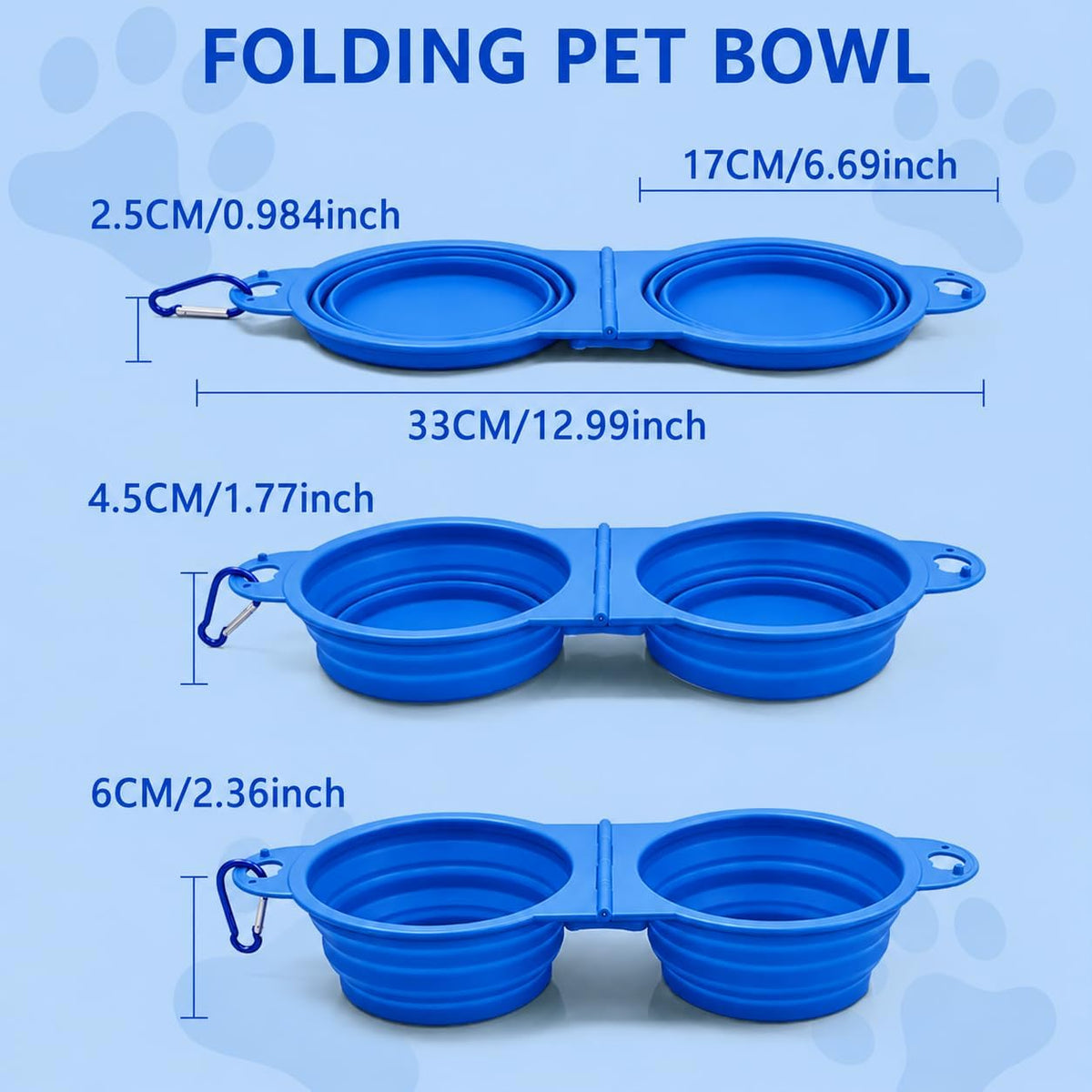 Collapsible Dog Bowls, Small Portable Travel Dog Bowls – Essentials for Dogs - Blue - image 3