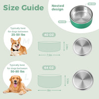 Dog Bowl, Stainless Stee Dog Water Bowl and Food Bowl - 40oz / Deep Green - image 2