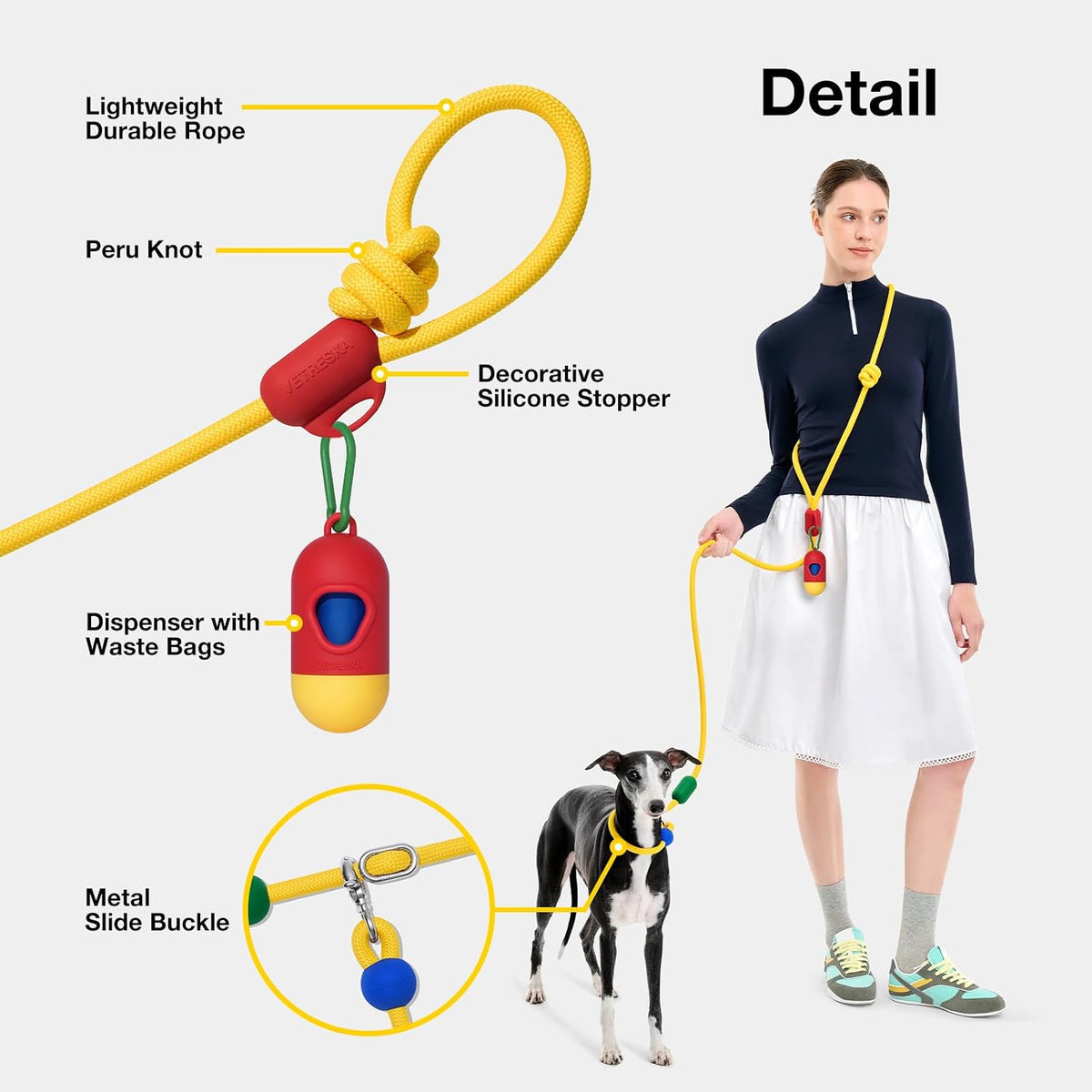 VETRESKA Hands-Free Dog Leash - Chroma Yellow - image 4