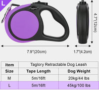 Taglory Retractable Dog Leash, One-Handed Brake, Up to 44 lbs - Purple / Large - image 4
